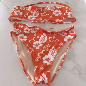 Hawaiian Floral Bandeau Bikini Set